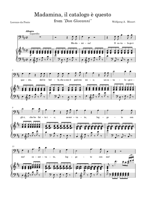 Madamina, il catalogo è questo (The Catalog Aria) from, "Don Giovanni"