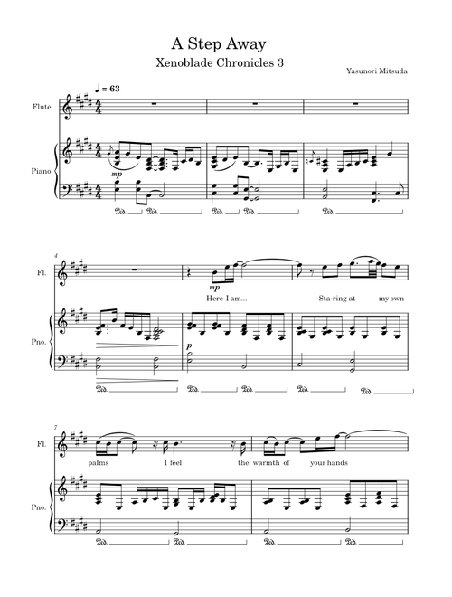 A Step Away (Xenoblade Chronicles 3) Sheet Music for Piano, Flute