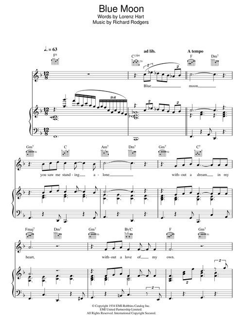 Blue Moon - Mel Torme (Piano-Vocal-Guitar (Piano Accompaniment))