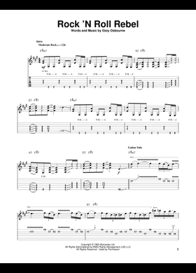 Free Rock N Roll Rebel by Ozzy Osbourne sheet music | Download PDF