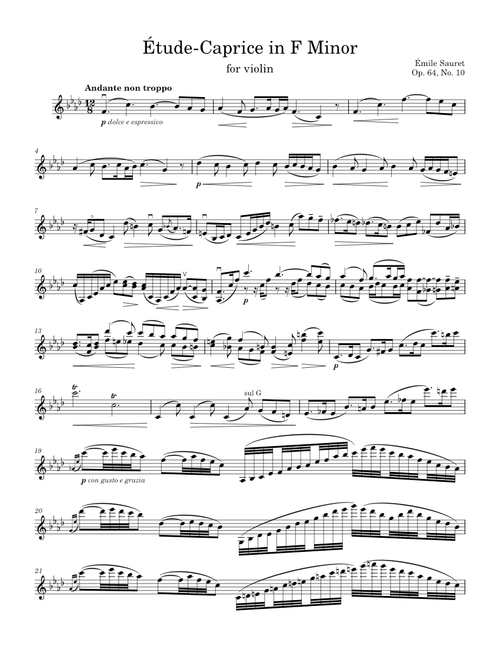 Étude-Caprice in F Minor - É. Sauret, Op. 64, No. 10
