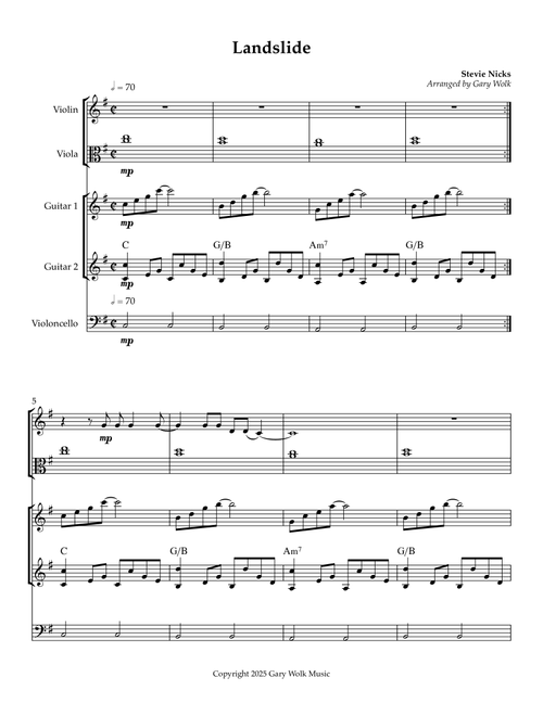 Landslide (Arr. Gary Wolk) - Fleetwood Mac (Small Ensemble)