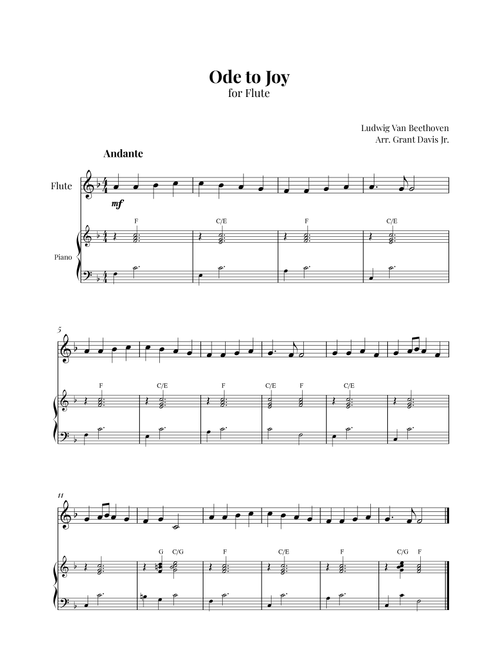 Ode to joy (Arr. Grant Davis Jr.) - Ludwig Van Beethoven (Flute and Piano)