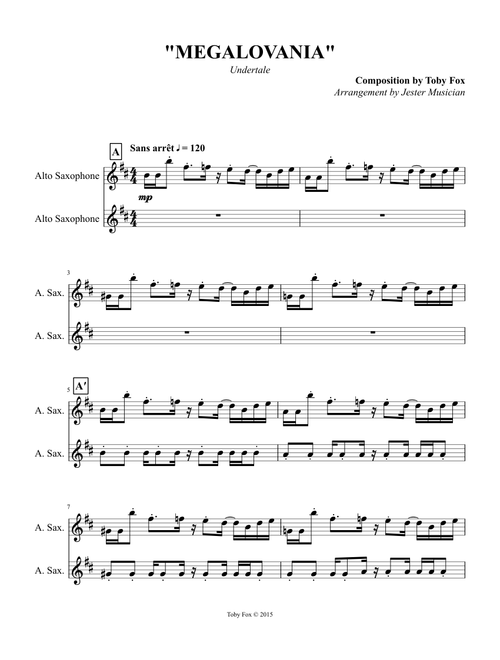 MEGALOVANIA - UNDERTALE - ALTO SAXOPHONE
