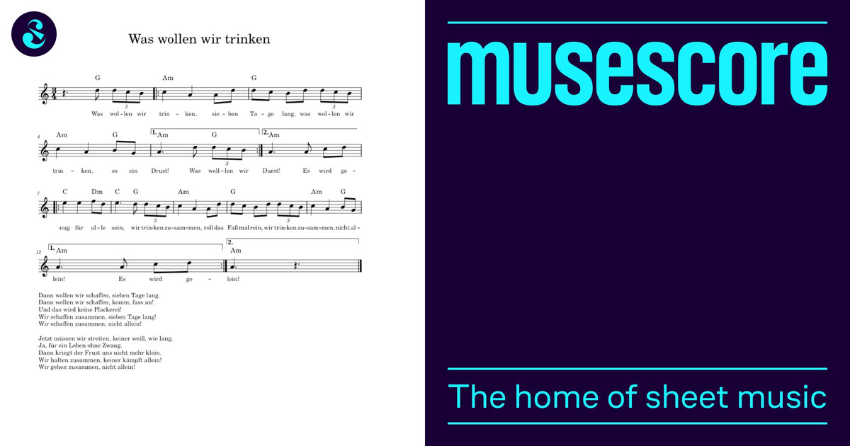 Was wollen wir trinken Sheet music for Piano (Solo) Was wollen wir trinken Sheet music for Piano (Solo)
