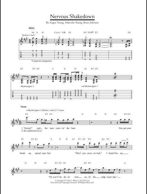 Nervous Shakedown - AC/DC (Guitar Tab)