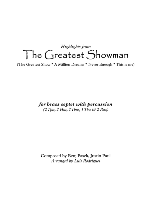 The Greatest Showman (Arr. Luís Rodrigues) - Benj Pasek, Justin Paul (Brass Ensemble)