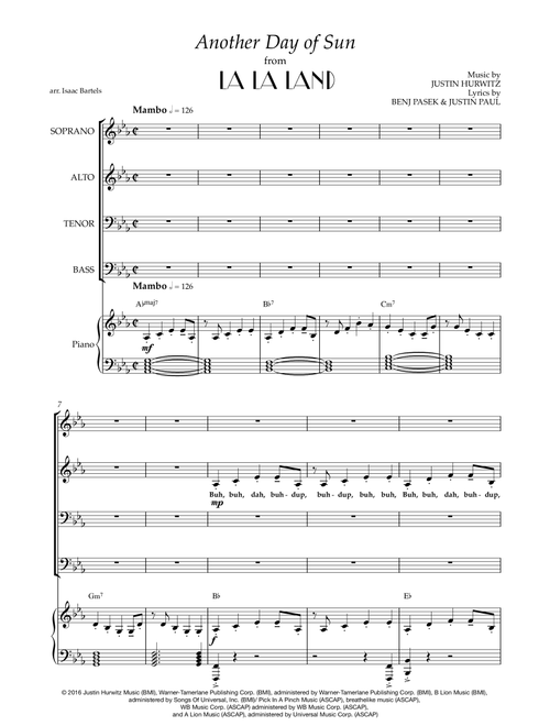 Another Day Of Sun (Arr. Isaac Bartels) - Justin Hurwitz (Choral, SATB)
