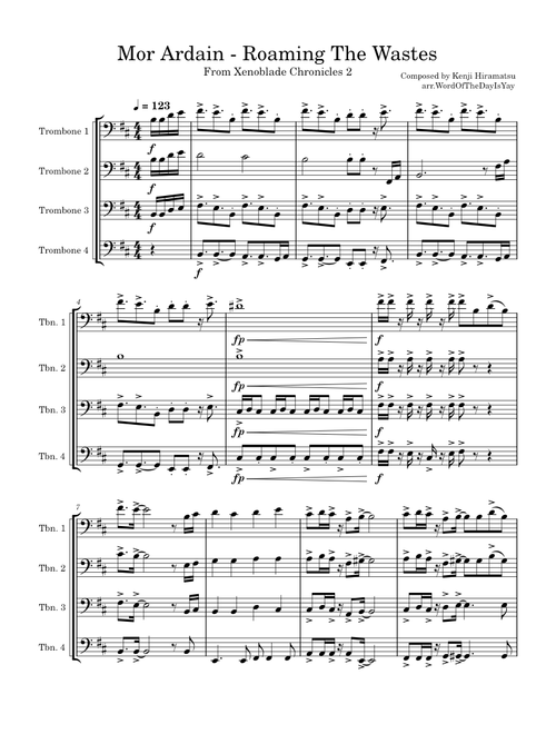 Xenoblade Chronicles 2: Mor Ardain - Roaming the Wastes (Trombone Quartet/Choir Arrangement)