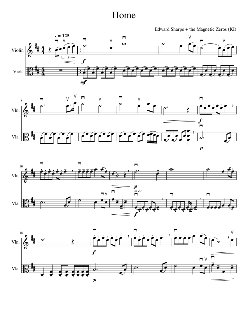 Home (Edward Sharpe + the Zeros) (Violin + Viola Duet) piano tutorial