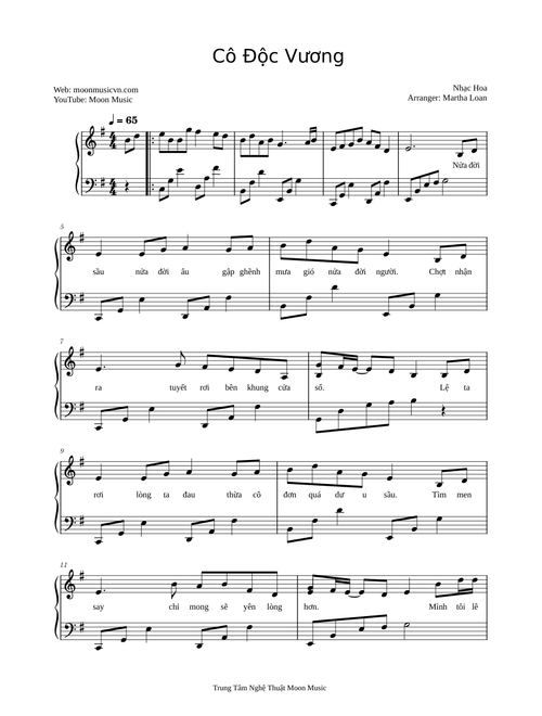 Cô Độc Vương Piano - Arranged by Martha Loan
