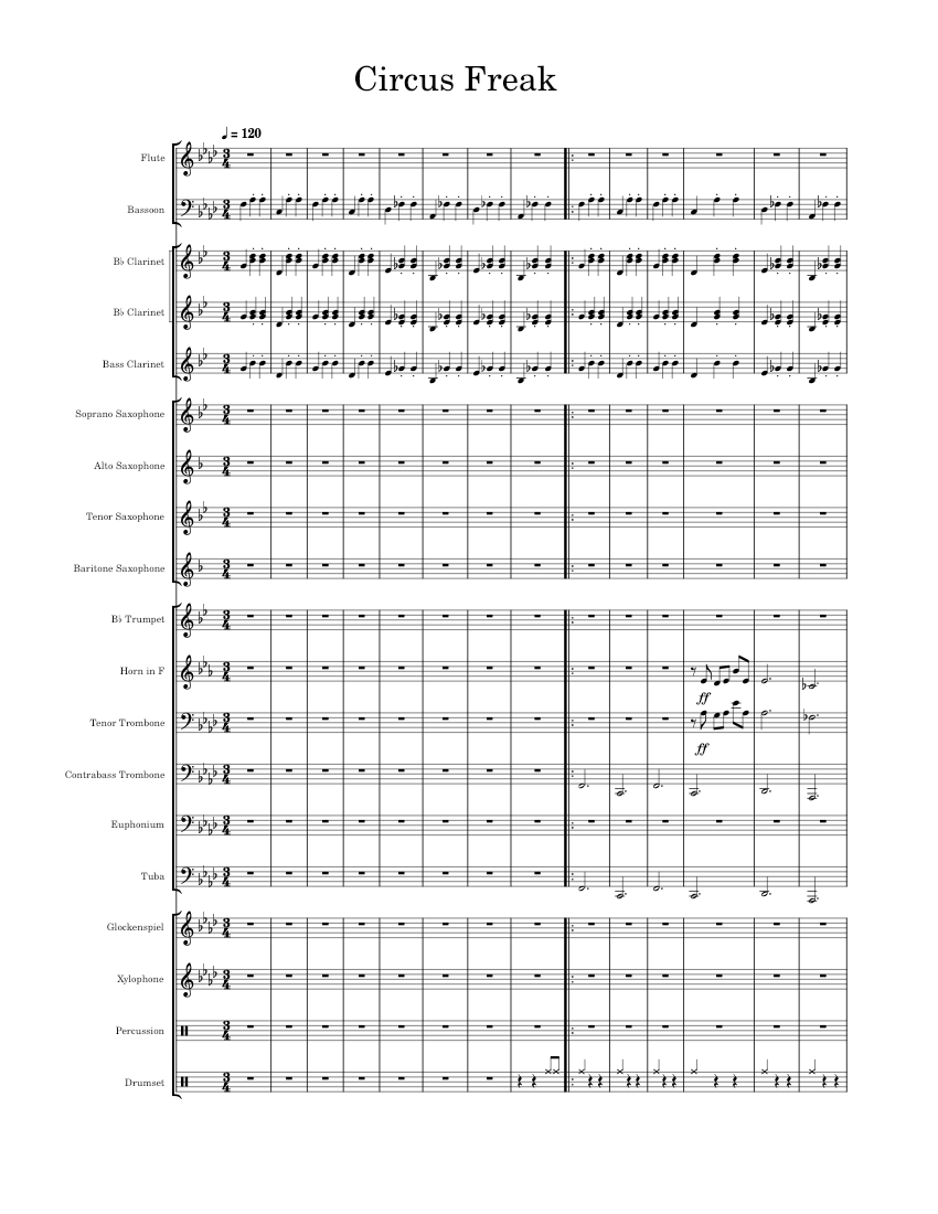 Circus Freak Sheet music for Euphonium, Tuba, Trombone tenor, Flute