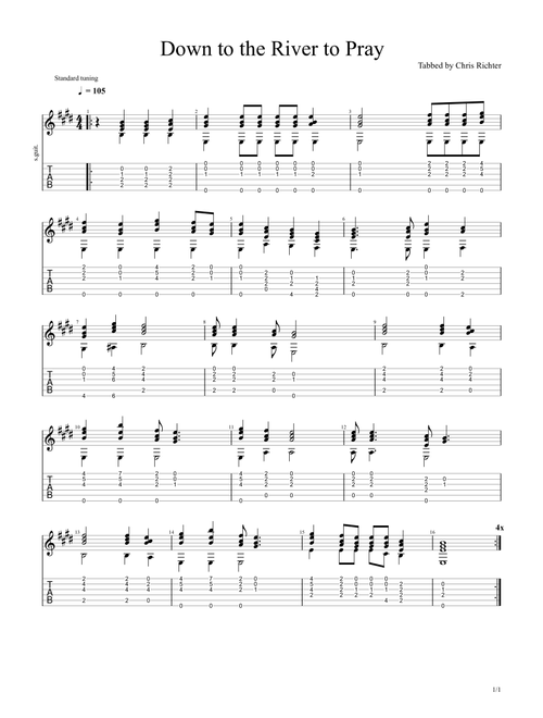 Down the River to Pray (Arr. Chris Richter) - Traditional (Solo Guitar)