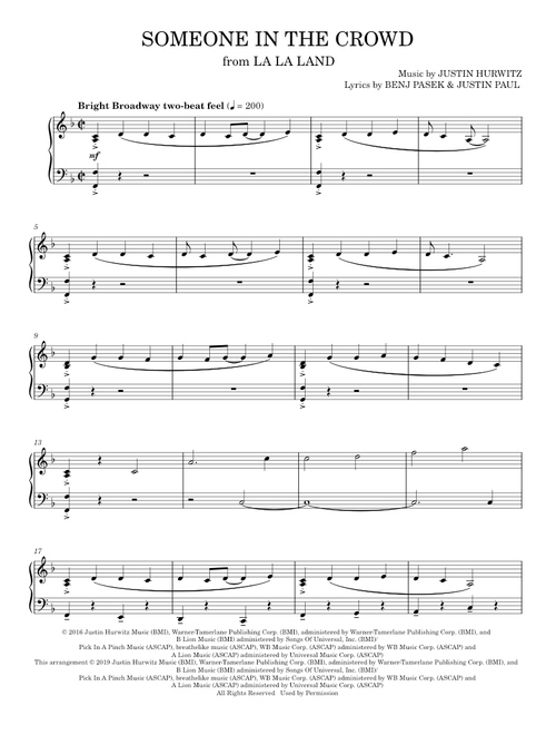 Someone In The Crowd (from La La Land) - Emma Stone (Piano Solo)