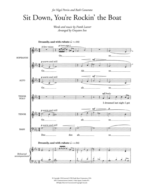 Sit Down, You're Rockin' The Boat (from 'Guys and Dolls') (arr. Grayston Ives) - Frank Loesser (Piano-Vocal-Guitar (Piano Accompaniment))