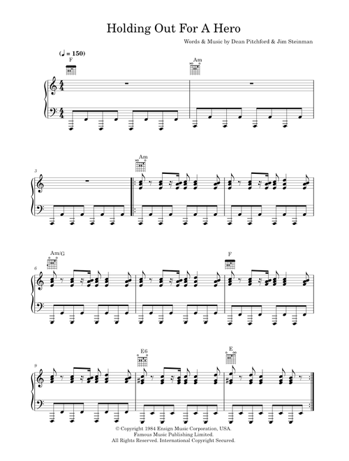 Holding Out For A Hero - Bonnie Tyler (Piano-Vocal-Guitar (Piano Accompaniment)) sheet music arranged by Hal Leonard