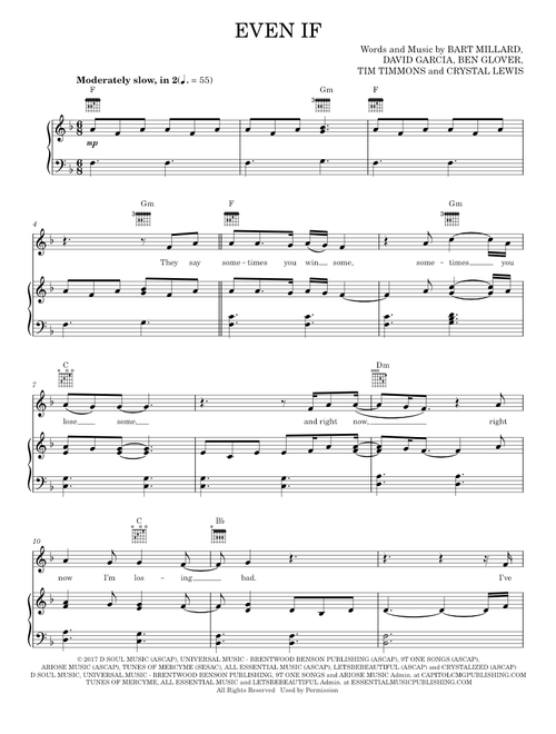 Even if - MercyMe (Piano-Vocal-Guitar)