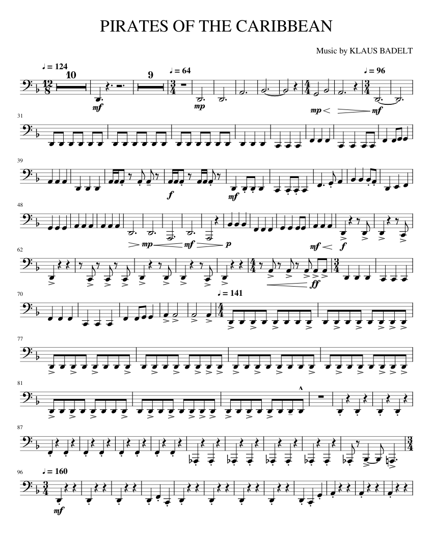 【吹奏楽譜】PIRATES OF THE CARIBBEAN PIRATES OF THE CARIBBEAN Sheet Music for Tuba (Solo