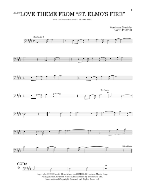 Love Theme From "St. Elmo's Fire" - David Foster (Cello Solo)