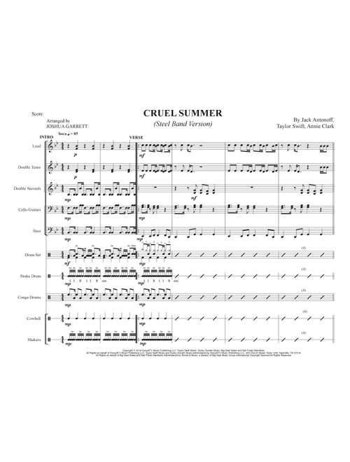 Cruel Summer (Arr. Joshua Garrett) - Taylor Swift (Steel Drum Band)