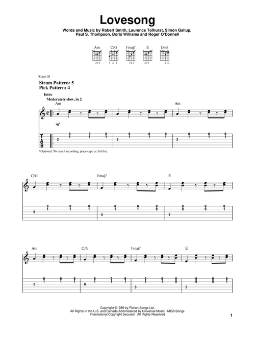 Lovesong - Adele (Easy Guitar with TAB)