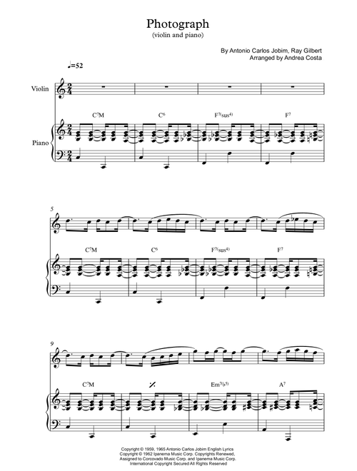 Photograph (Arr. Andrea Costa) - Astrud Gilberto (Small Ensemble)