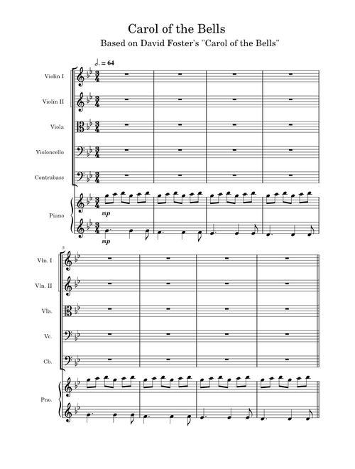 Carol of the Bells - David Foster arr. for String Orchestra and Piano