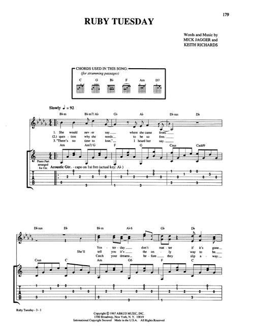 Ruby Tuesday - The Rolling Stones (Guitar Tab)