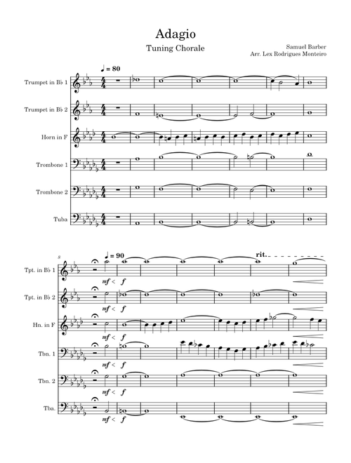 Adagio For Strings Op. 11 – Samuel Barber Adagio Op. 11 - Brass Chorale