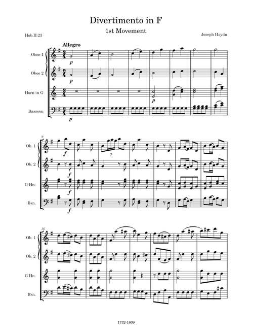 Divertimento in F Major, Hob.II:23, 1st Movement (Allegro) – Joseph Haydn