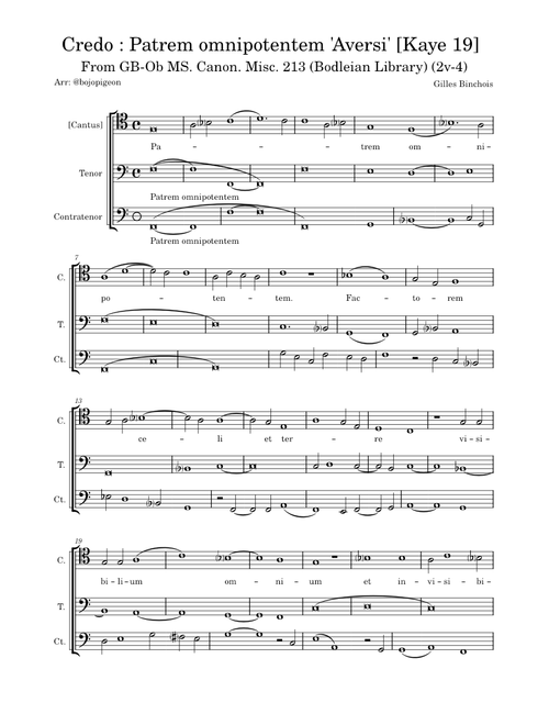 Patrem omnipotentem [Credo] 'Aversi' [Kaye 19] – Gilles Binchois