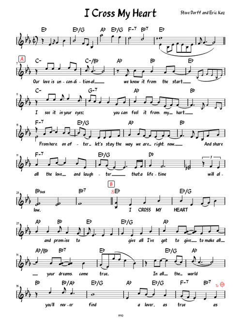 I Cross My Heart (Lead sheet with lyrics )
