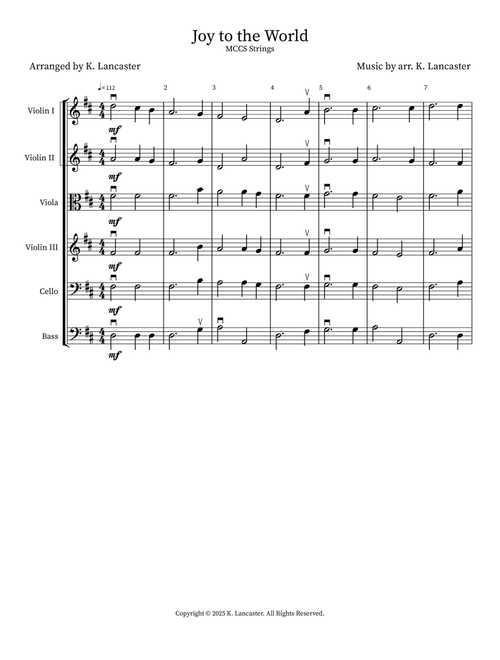 Joy to the World (Arr. K. Lancaster) - Traditional (Orchestra)