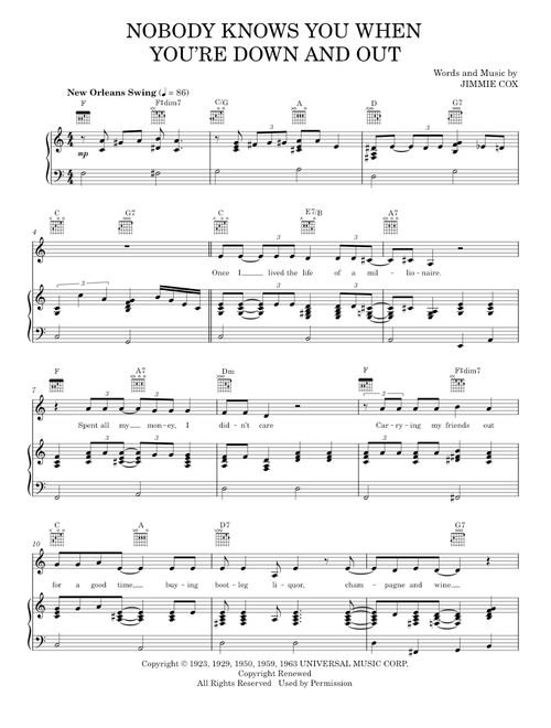 Nobody Knows You When You're Down And Out (from the musical A Night With Janis Joplin) - Eric Clapto (Piano-Vocal-Guitar)