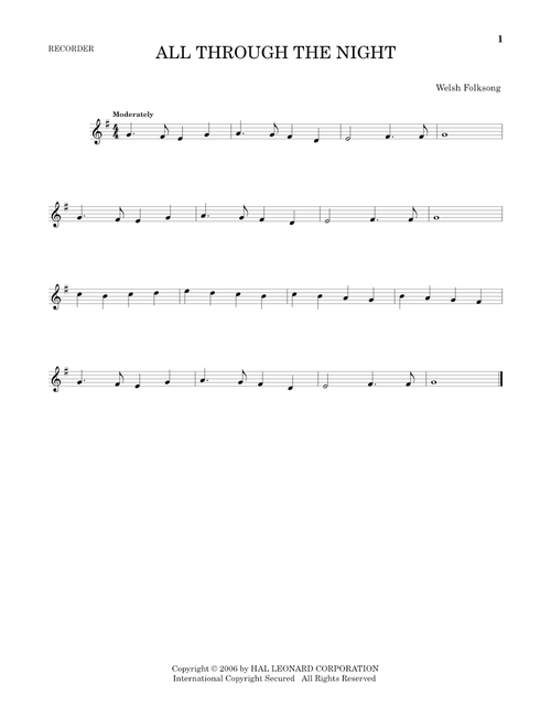 All Through The Night - Welsh Folksong (Recorder Solo)