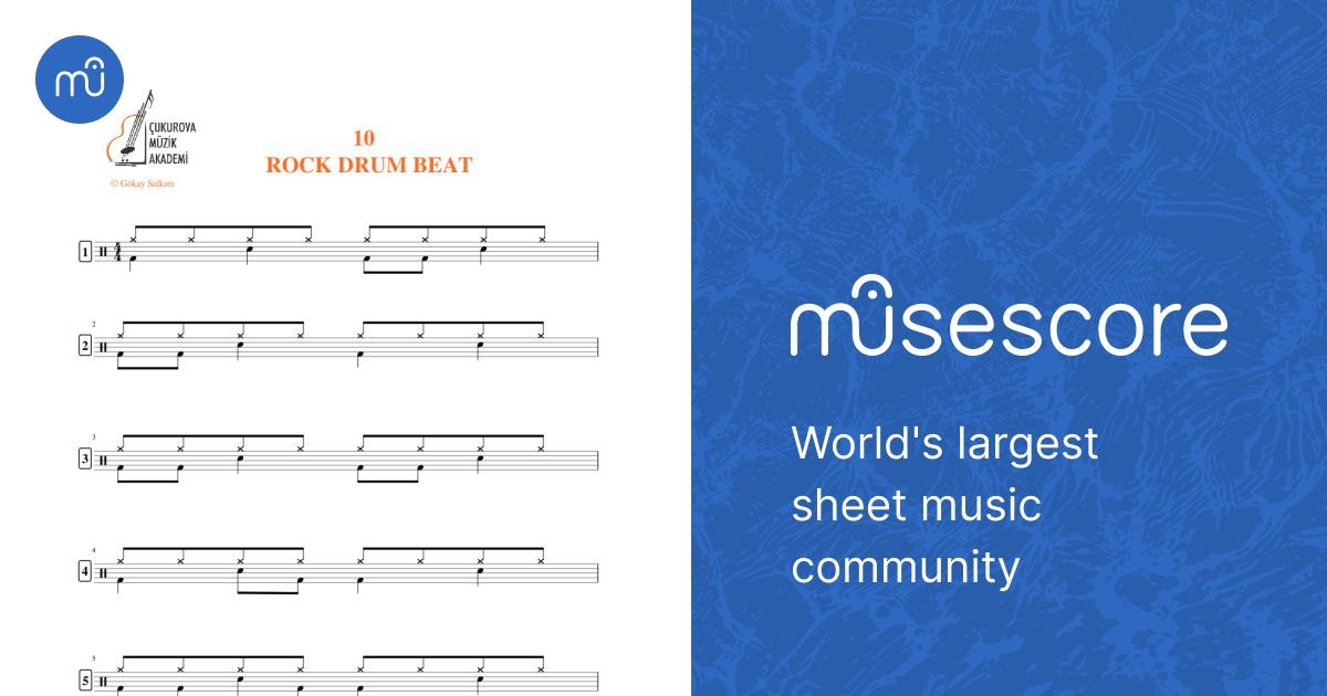 10 ROCK DRUM BEAT Sheet Music for Drum group (Solo) | MuseScore.com