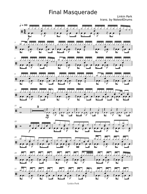 Final Masquerade by Linkin Park - Drums