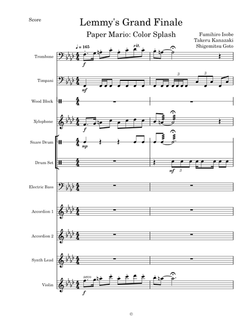 Lemmy's Grand Finale (Paper Mario: Color Splash) - Transcribed Score