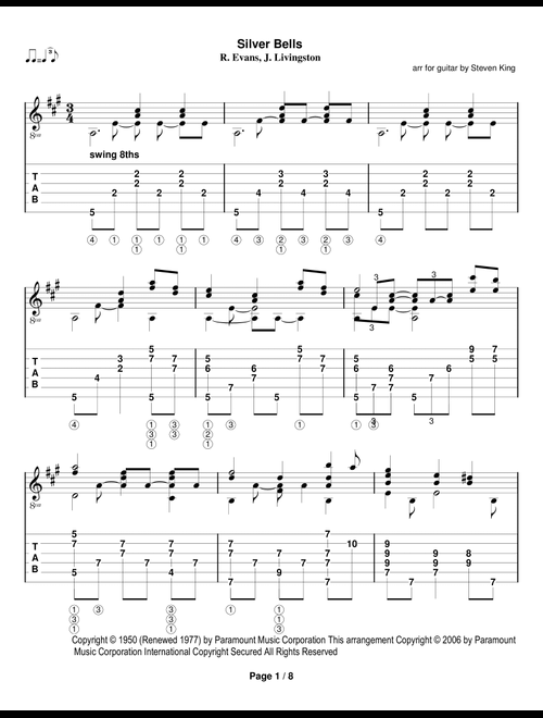 Silver Bells (Arr. Steven King) - John Denver, Kenny Chesney, Plumb (Solo Guitar)