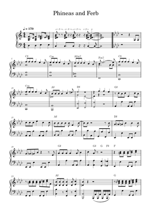 Phineas And Ferb Theme Song Sheet Music For Piano Organ And The Second