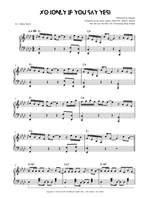 Xo Only If You Say Yes (Arr. Aldora Davita) - ?????????? Enhypen (Easy Piano)
