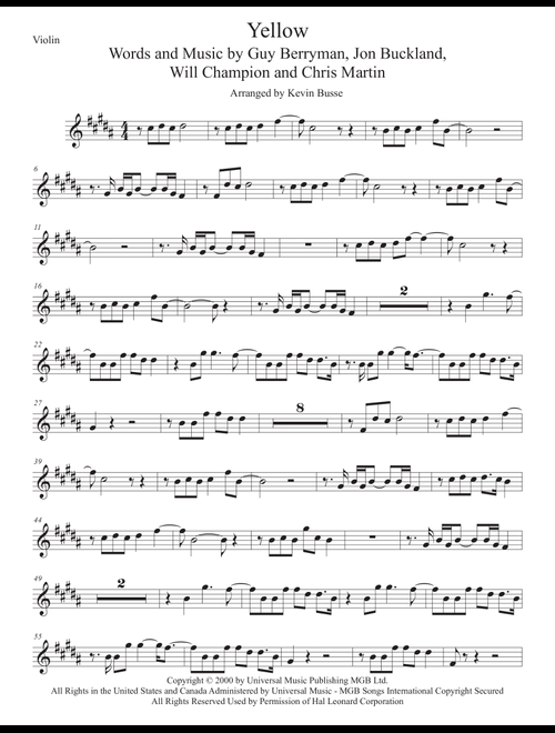 Yellow (Arr. Kevin Busse) - Coldplay (Violin Solo)
