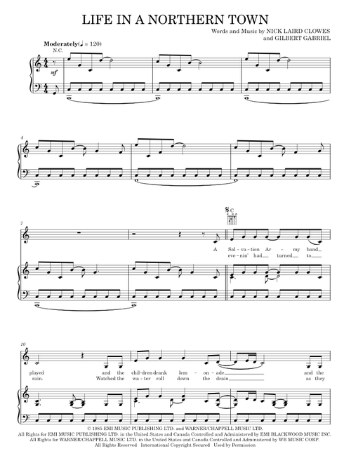 Life In A Northern Town - Dream Academy, Jake Owen, Little Big Town, Sugarland, Sugarland featuring (Piano-Vocal-Guitar)