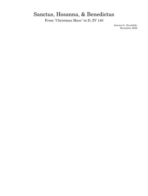Mass in D Major, ZV 140 - Sanctus