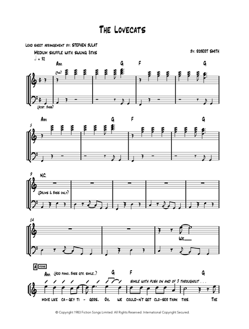 The Lovecats (Arr. Stephen Bulat) - The Cure (Lead Sheet - Fake Book)