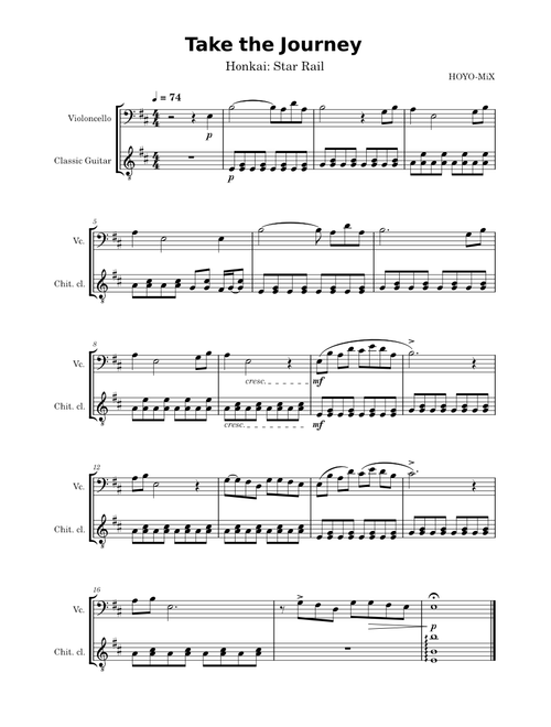 Take the Journey (Violoncello and Guitar) – Honkai: Star Rail