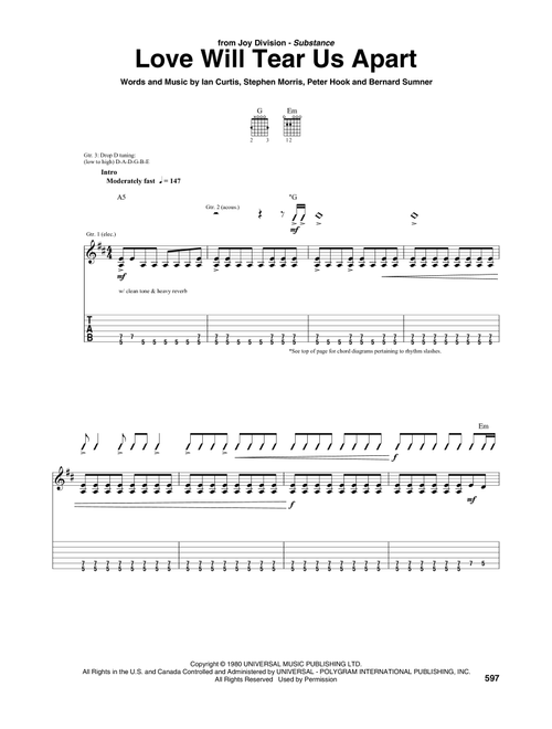 Love Will Tear Us Apart - Joy Division (Guitar Tab)
