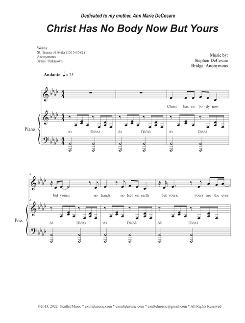 Christ Has No Body Now But Yours (Unison choir) - Stephen DeCesare (Choral, Unison)
