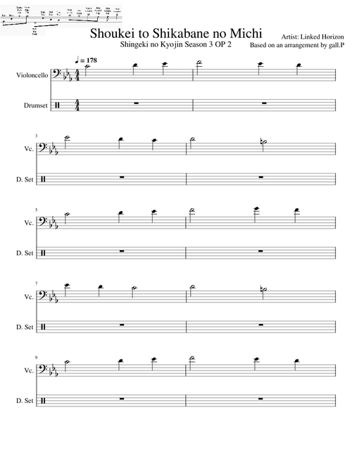 Shoukei to Shikabane no Michi (Shingeki no Kyojin Season 3 OP 2) - Drum Tab