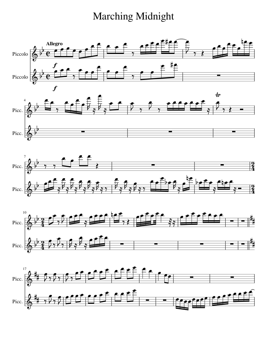 Marching Midnight Sheet music for Flute piccolo (Woodwind Duet